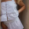 New Djerf Avenue Airy Poplin Buttoned Top White