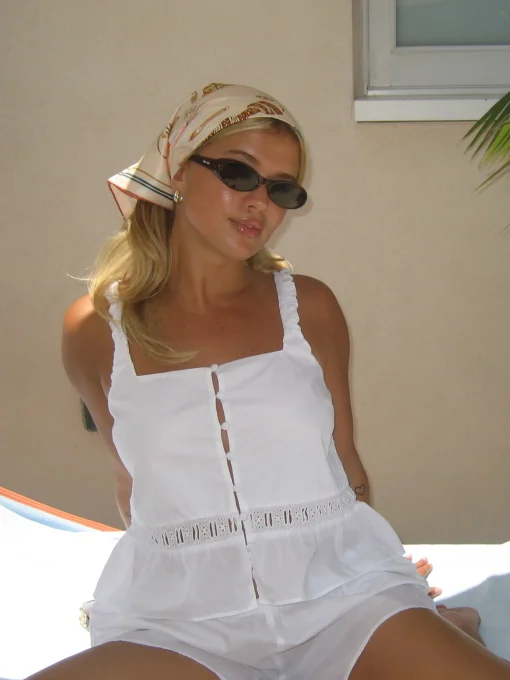 New Djerf Avenue Airy Poplin Buttoned Top White