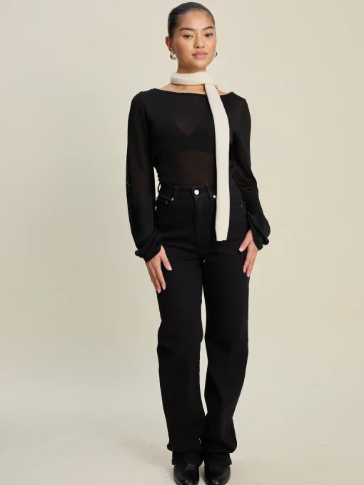 Flash Sale Djerf Avenue Bateau Long Sleeve Top Black