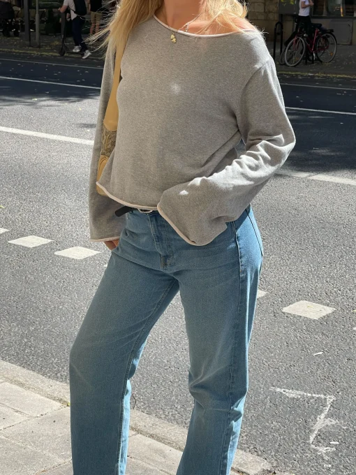Best Djerf Avenue Bateau Neck Sweater Grey
