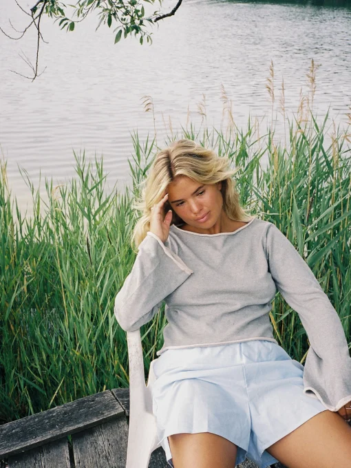 Best Djerf Avenue Bateau Neck Sweater Grey