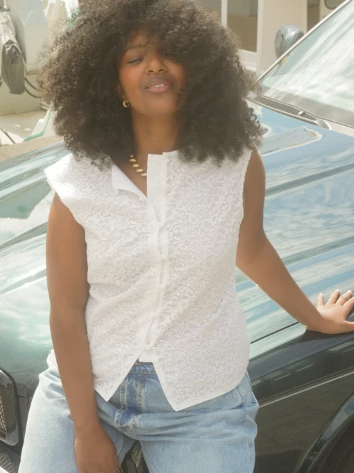 Online Djerf Avenue Begin Again Top White