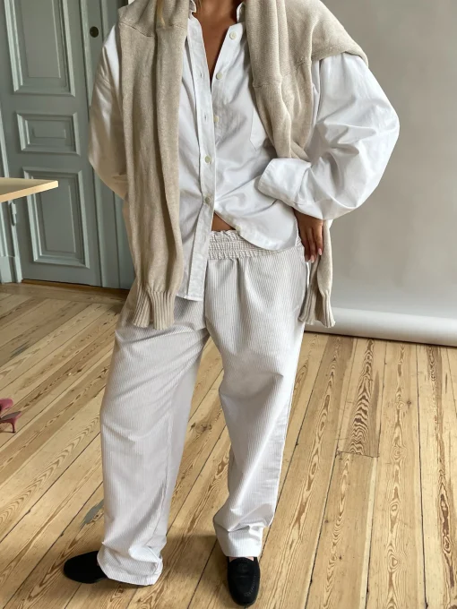 New Djerf Avenue Breezy Pants Beige Stripe - Tall
