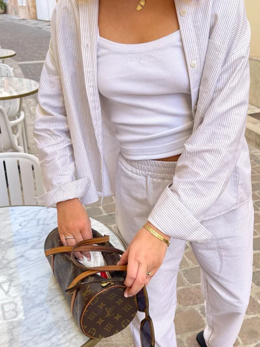 Online Djerf Avenue Breezy Shirt Beige stripe