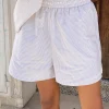 Shop Djerf Avenue Breezy Shorts Beige Stripe
