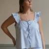 New Djerf Avenue Breezy Tie Top Blue