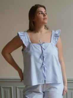 New Djerf Avenue Breezy Tie Top Blue