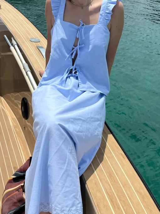 New Djerf Avenue Breezy Tie Top Blue
