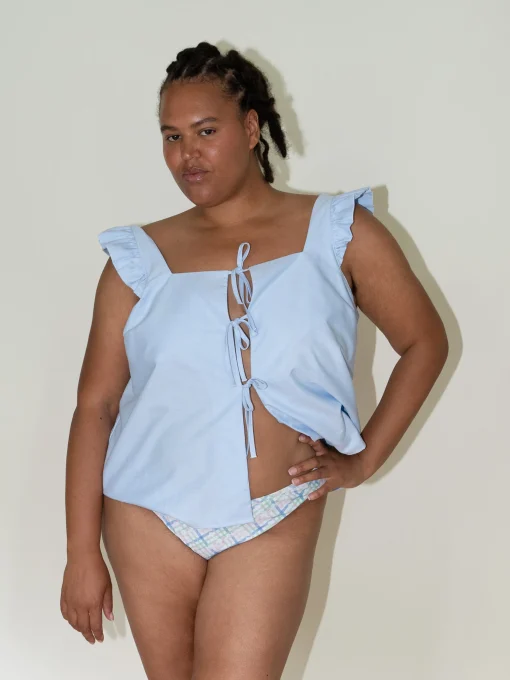 New Djerf Avenue Breezy Tie Top Blue