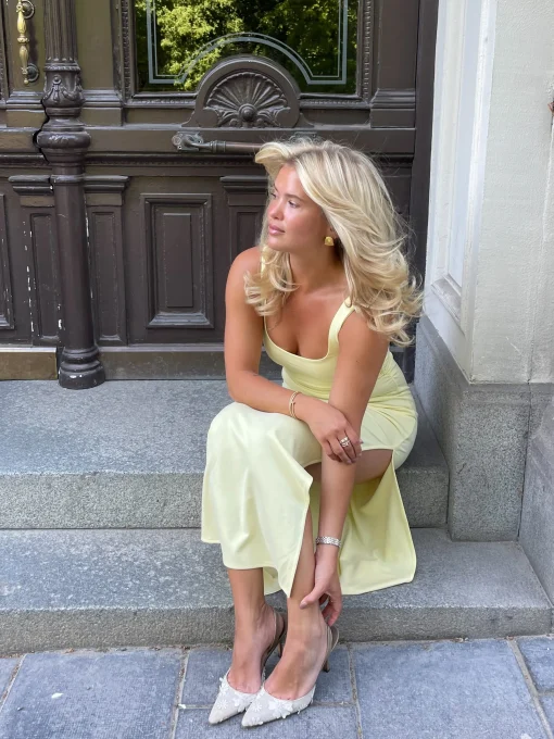 Best Djerf Avenue Citrine Midi Slip Dress Light Yellow