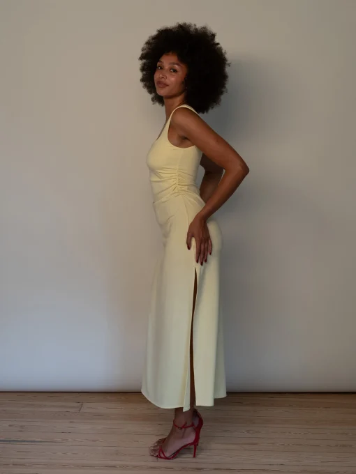 Best Djerf Avenue Citrine Midi Slip Dress Light Yellow