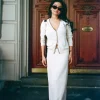 Best Sale Djerf Avenue Contrast V-neck Cardigan Ivory