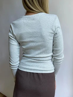Flash Sale Djerf Avenue Daily Long Sleeve Top Ribbed Grey Melange