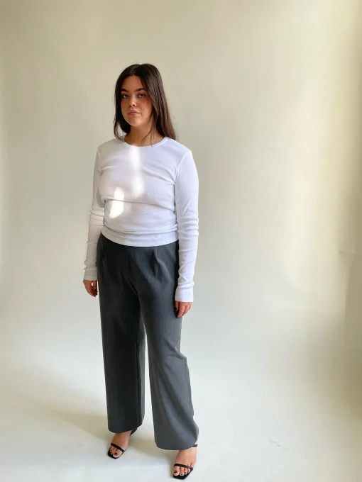 Best Djerf Avenue Daily Long Sleeve Top Ribbed White