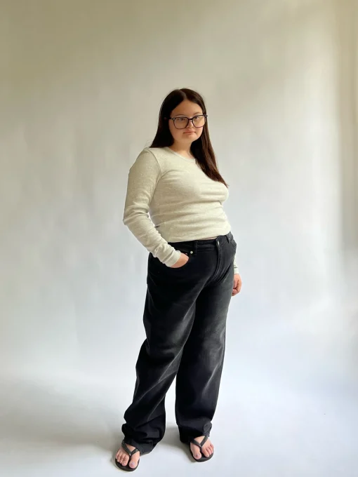 Flash Sale Djerf Avenue Daily Long Sleeve Top Ribbed Grey Melange