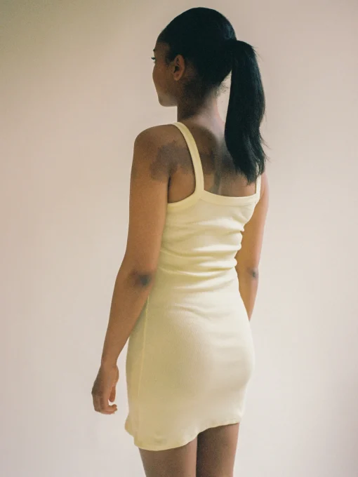 Online Djerf Avenue Daily Tank Dress Ribbed Baby Yellow