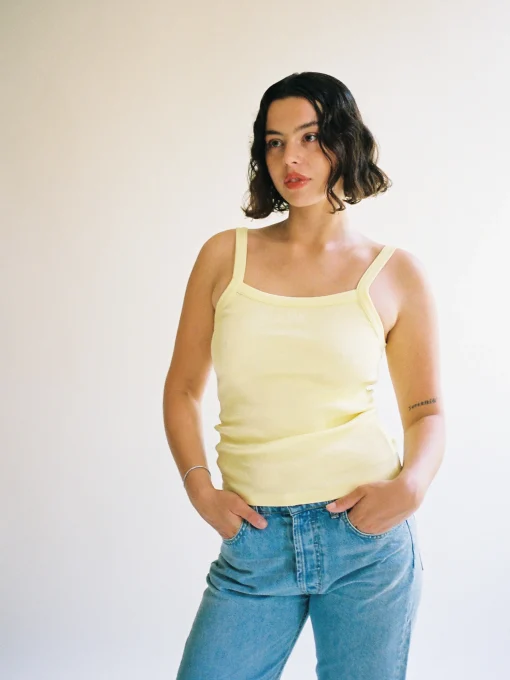 Discount Djerf Avenue Daily Tank Top Ribbed Baby Yellow
