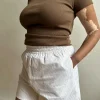 Outlet Djerf Avenue Daily T-Shirt Ribbed Cocoa