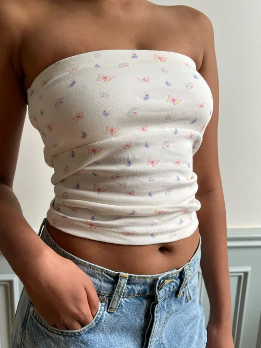 Flash Sale Djerf Avenue Daily Tube Top Butterfly White Butterfly