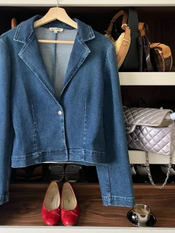 New Djerf Avenue Day-to-day Denim Blazer Dark Blue