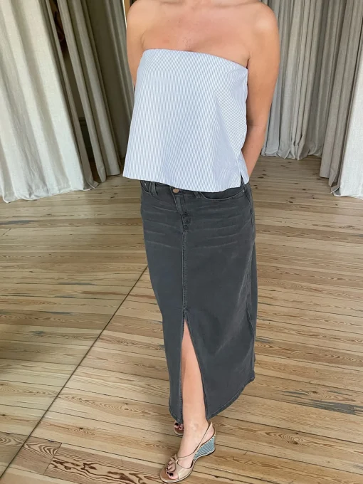 Online Djerf Avenue Denim Skirt Midi Washed grey