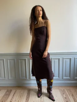 Clearance Djerf Avenue Dream Dress Midi Dark mocha