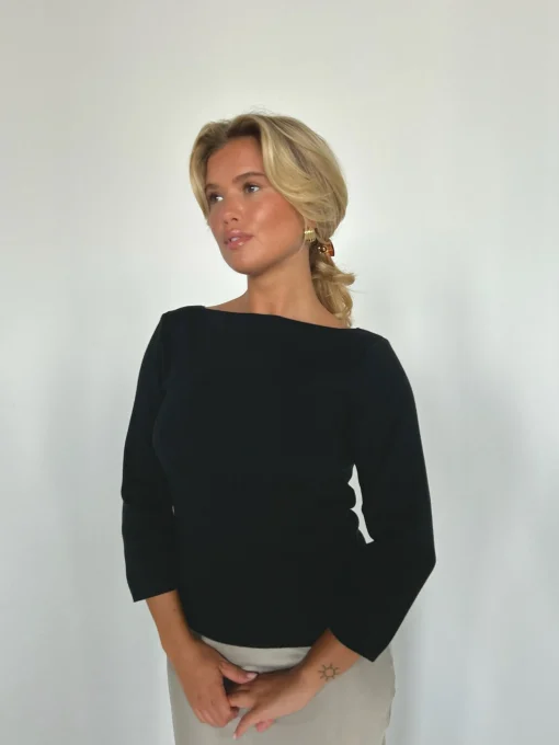 Cheap Djerf Avenue Everyday Bateau Top Black