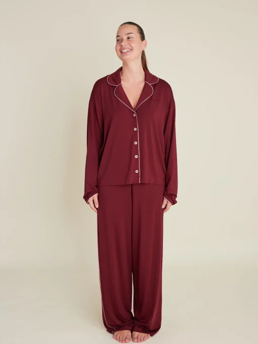 Shop Djerf Avenue Go Slow Pants Burgundy