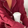 Shop Djerf Avenue Go Slow PJ Shirt Burgundy