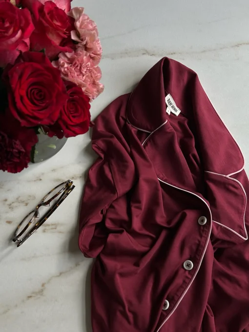 Shop Djerf Avenue Go Slow PJ Shirt Burgundy