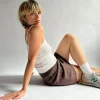 New Djerf Avenue Knitted Mini Skirt Cocoa