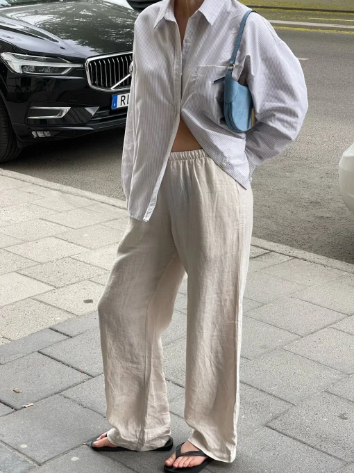 Hot Djerf Avenue Linen Pants Cream
