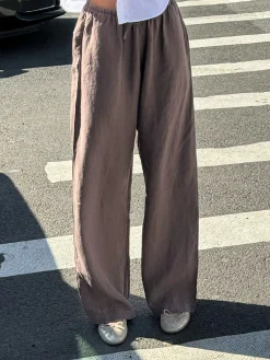 Discount Djerf Avenue Linen Pants Tall Brown