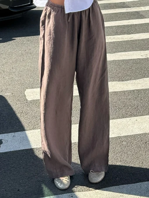 Discount Djerf Avenue Linen Pants Tall Brown
