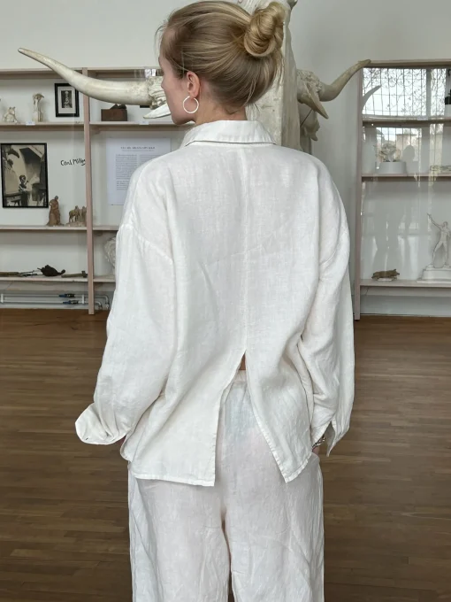 Clearance Djerf Avenue Linen Shirt Cream