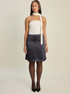 Hot Djerf Avenue Satin A-lined Skirt Anthracite