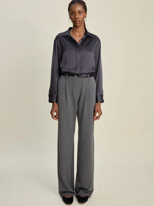 Online Djerf Avenue Satin Shirt Anthracite