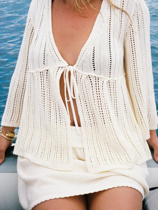 Fashion Djerf Avenue Sorella Top Cream Beige