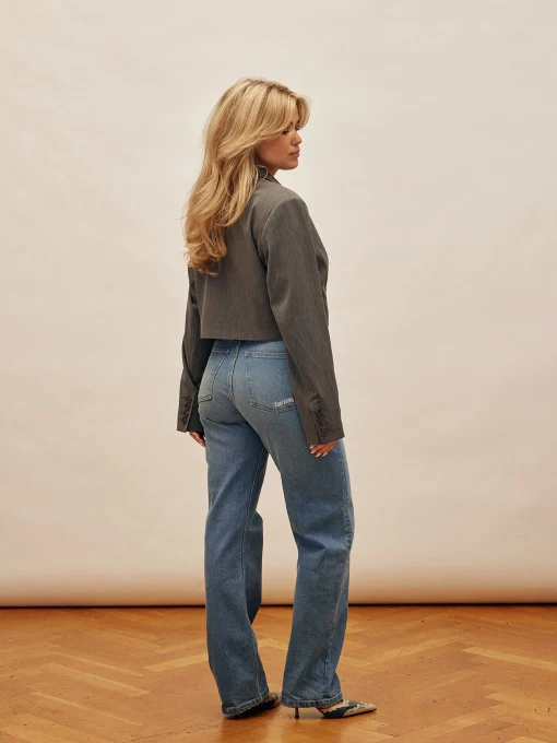 Store Djerf Avenue Straight Jeans Mid Blue