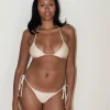 Cheap Djerf Avenue Sunrise Satin Bikini Top Sand Castle