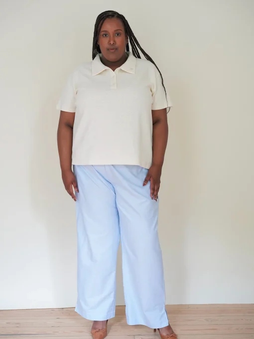 Discount Djerf Avenue Textured Polo Top Cream